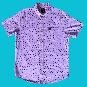 RVCA Flintstone Print Shirt Slim Fit Lavender Size Small